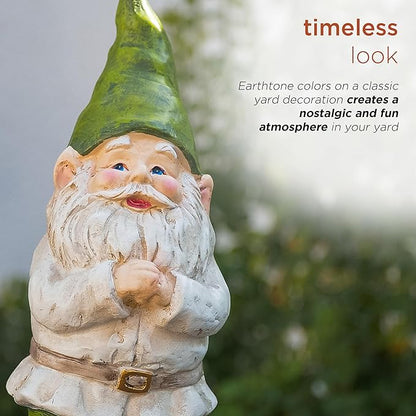 Alpine Corporation 12" Tall Outdoor Garden Gnome Folding Hands Yard Statue Decoration