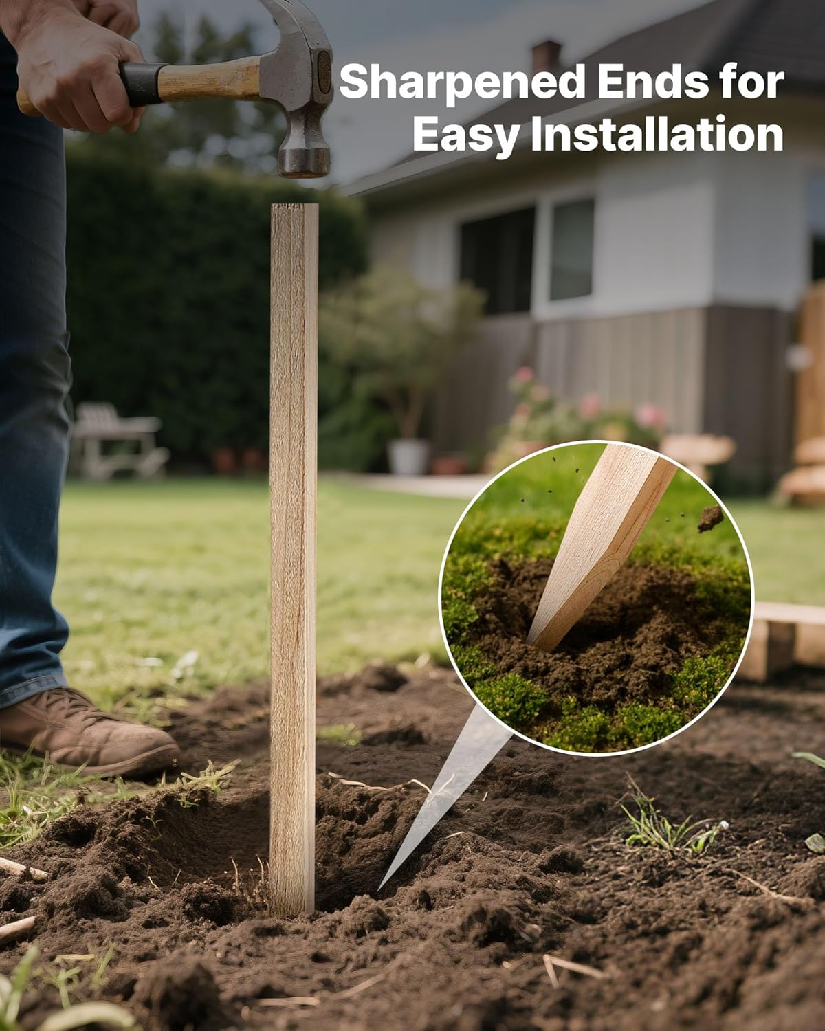 VEVOR Wooden Garden Stakes, 25 Pcs 48x0.5x0.69 in Survey Grading Stakes, Garden Ground Stake with Sharp Point, Fir Wood Plant Support Stake, Sign Posts for Silt Fence Backyard Boundaries Baselines