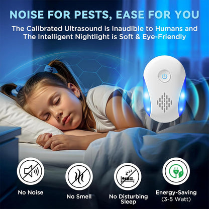 [2025 Upgraded] Ultrasonic Insect & Pest Indoor Repeller, Electronic Plug-in Control Repellent for Roach, Mouse, Rodent, Bugs, Mosquito, Mice, Ant, Spider, 2 Mode Switching (6 Pack)
