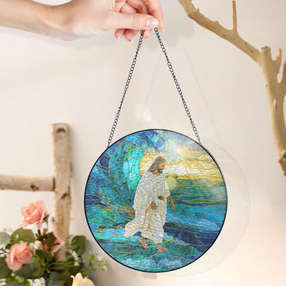 FLAGWIX Christmas Christian Gifts for Women Faith - Stained Glass Window Hanging 8 in - Religious Catholic Gifts for Women, Christian Sun Catchers Indoor Window for Home Garden Decor, Spiritual Gift