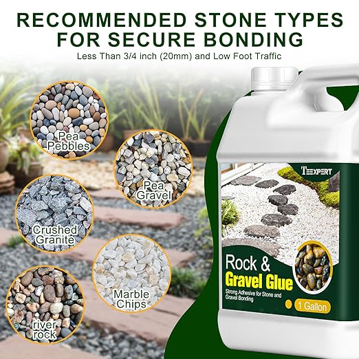 Teexpert 2 Gallon Rock Glue for Landscaping – Strong Pea Gravel Binder & Stone Adhesive for Walkways, Yards, Patios, and Decorative Driveway Edges