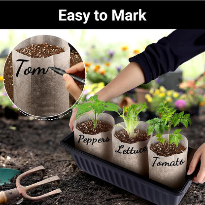 Nursery Grow Bags, 200 PCS Non-Woven Plants Grow Bags 7.8"x8.6", Solid Seed Starter Bags Fabric Seedling Pots Plants Pouch Home Garden Supply