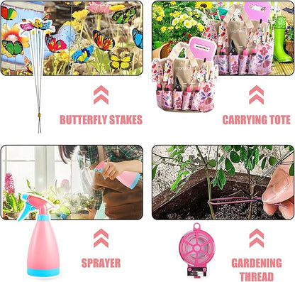 Monika Gardening Kit 20 Piece Set Transplanter Fork Cultivator Trowel Pruner Weeding Fork Gift of Choice