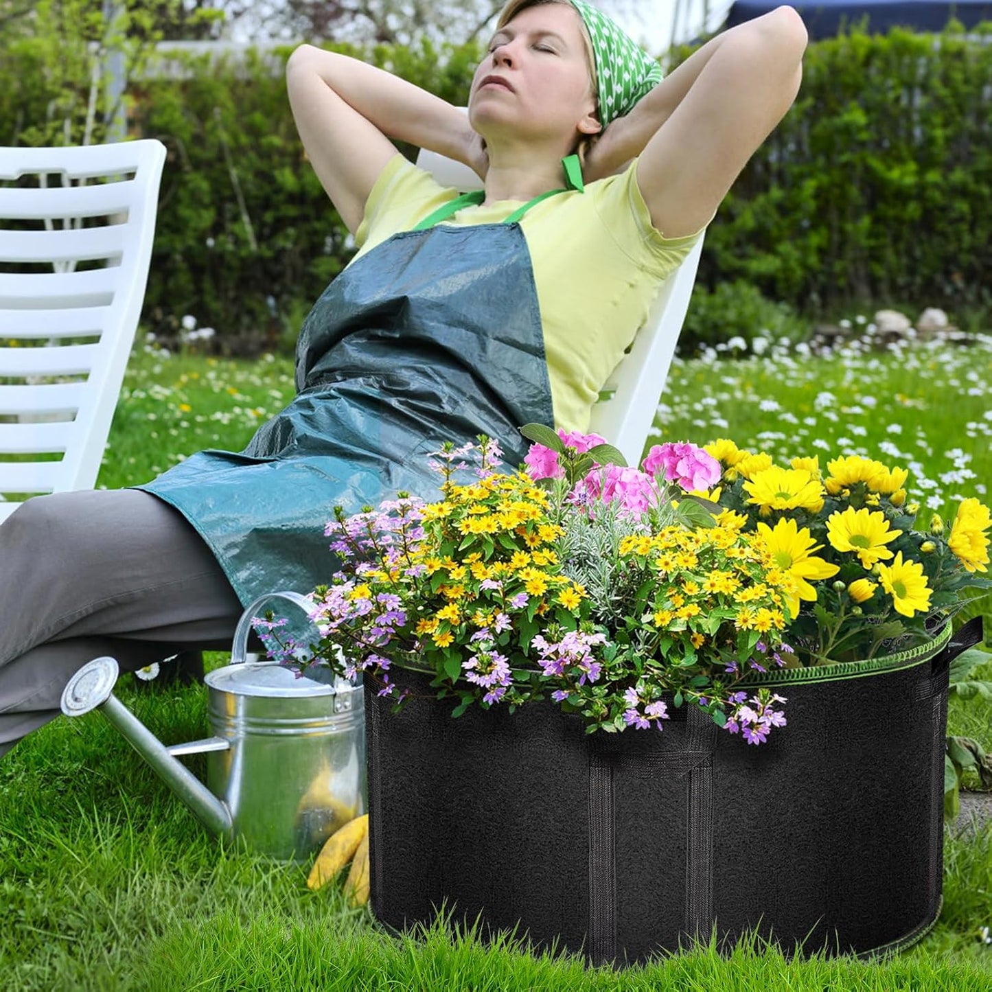 Grow Bags of 3-Pack 50 Gallon, Garden Planter Bags with Handles, 320GThickened Nonwoven Fabric Aeration Planting Pots, Heavy Duty Cloth Pots for Plants, Black