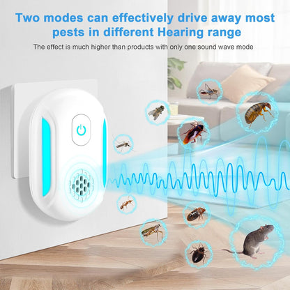 [2025 Upgraded] Ultrasonic Insect & Pest Indoor Repeller, Plug-in Control Electronic Repellent for Roach, Mouse, Rodent, Bugs, Mosquito, Spider, Mice, Ant, 2 Mode Switching (6 Pack)