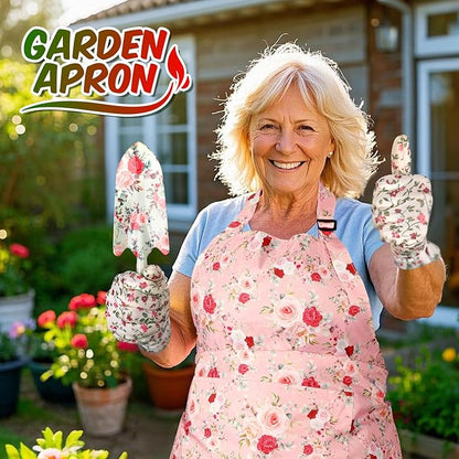 Christmas Stocking Stuffers White Elephant Gifts for Women Adults, Futricy 40th 50th 60th 70th Birthday Gardening Gifts for Mom Grandma Gardener Wife, Garden Tools with Hand Fork Trowel Gloves Apron