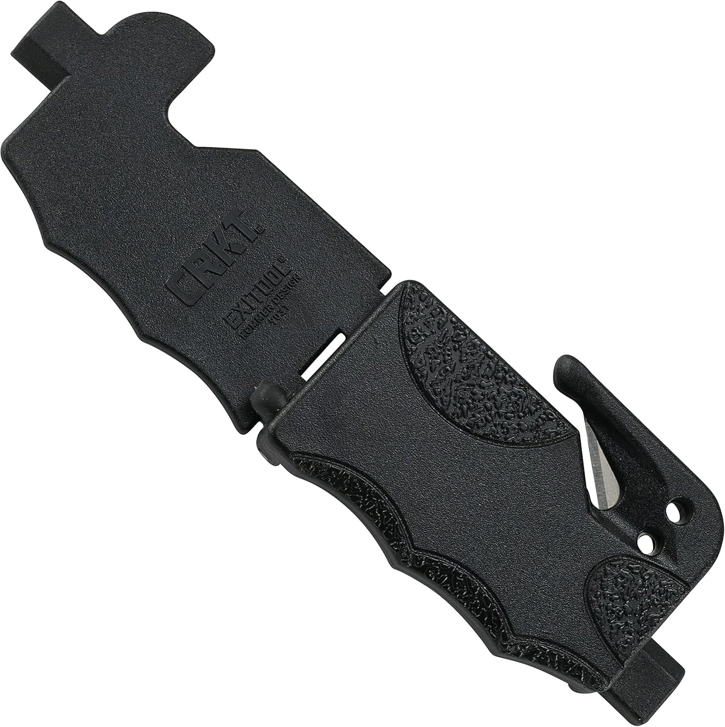 CRKT Exitool Emergency Multitool: Automotive Safety, Seat Belt Strap Cutter, Steel Window & Glass Breaker, Clips to Seat Belt 9031