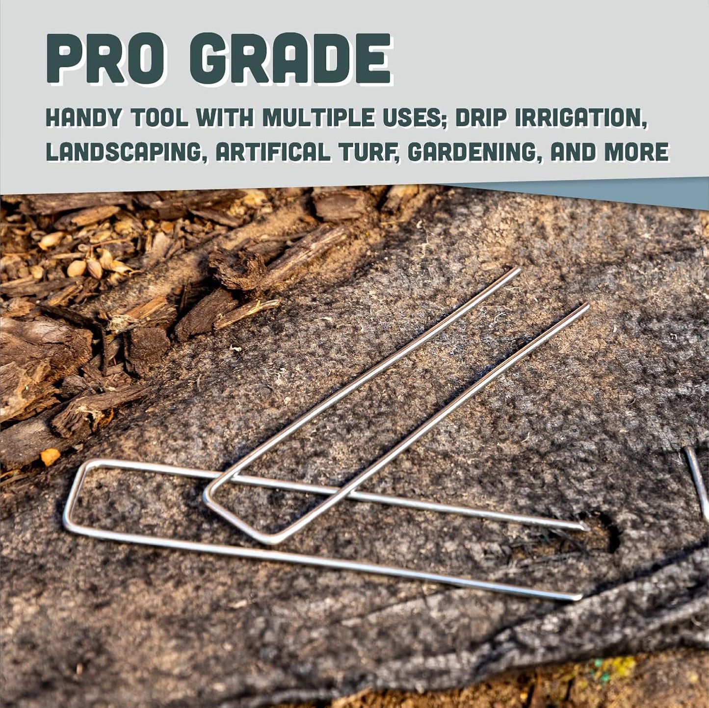 Squirrel Products Galvanized Steel Redrawn Garden Stakes, 6 Inch Lawn Staples, 11 Gauge Stakes, 2.9mm 15x2.5x15cm – 100 Pack