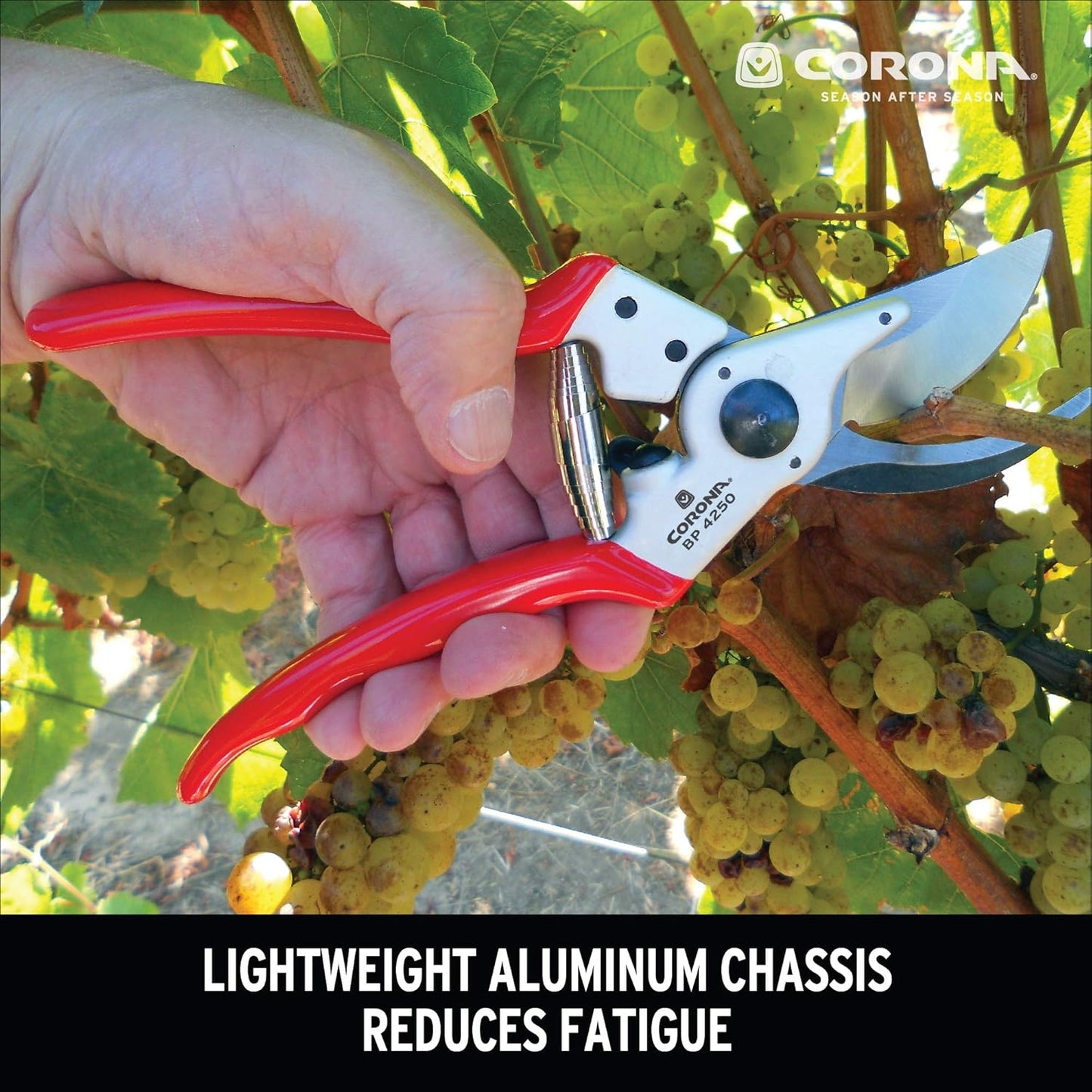 Corona BP 4250 Forged Steel Aluminum Handles Bypass Hand Pruner - 1 inch Cut Capacity Stem and Branch Garden Shears, Red