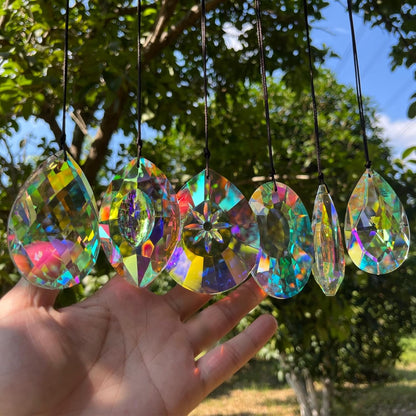 6Pcs Crystal Sun Catcher Prisms, Suncatchers for Windows Hanging, AB Colored Chandelier Crystals Prisms for Room Garden Rainbow Maker Pendants Home Decor