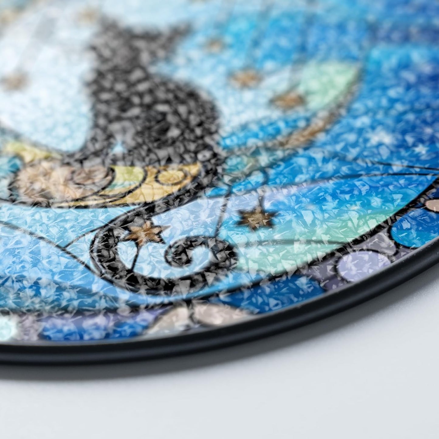7.8" Black Cat Sit on Moon Stained Glass Suncatcher, Black Cat Suncatcher Window Hanging, Sun Catcher Garden Decor Housewarming, Birthday Gifts for Pet Lover, Women, Mom, Friends PET-06D-SG8