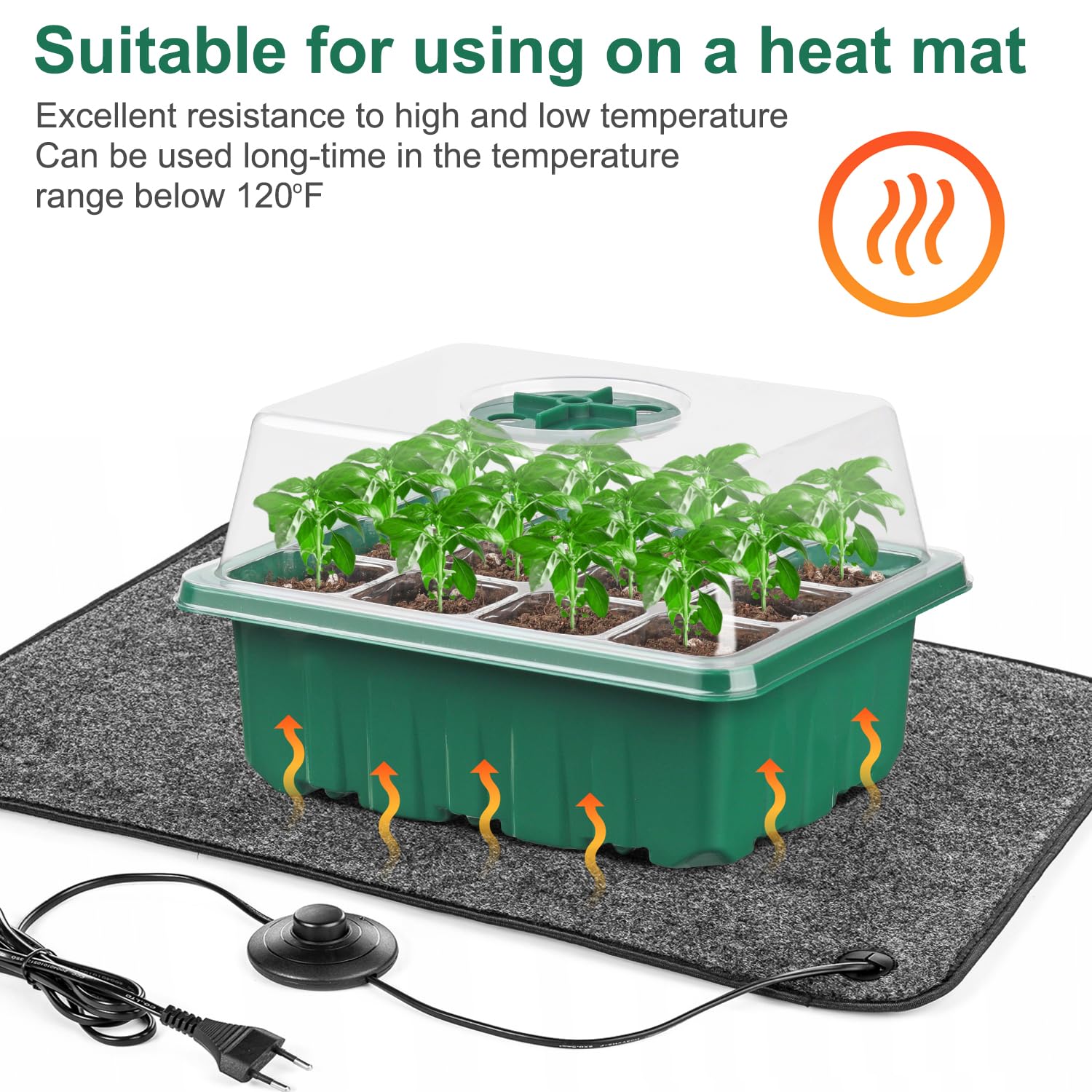 DJGINRO 12 Pack Seed Starter Tray Seed Starter Kit (144 Cells Total Tray) with Humidity Adjustable