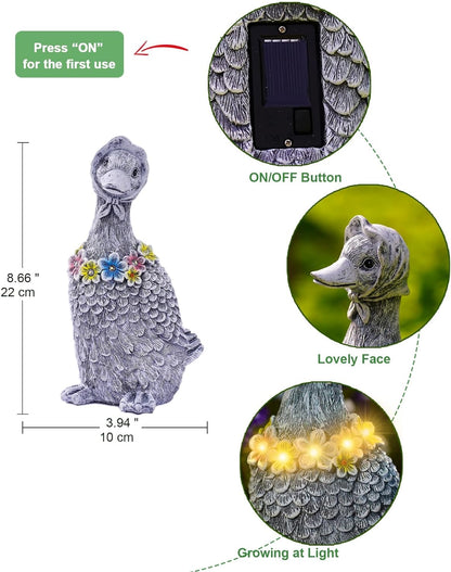 Porch Goose Statues for Garden Decor: Outdoor Sculpture for Lawn Patio Yard Balcony Ornaments - Gifts for Mother Grandma Women(Gray)