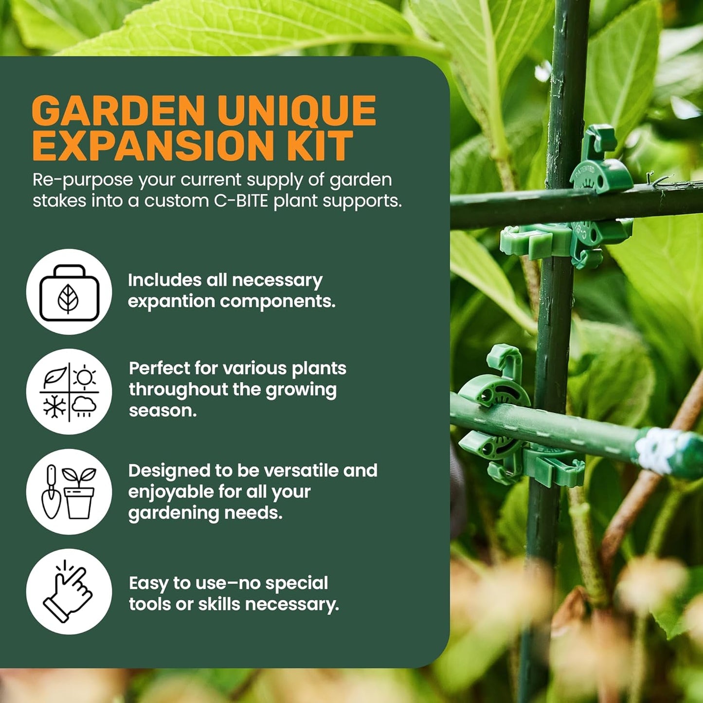 Plant Support Maker Kit – Modular Trellis Building System with Short Stakes & Extra Clips – Compatible with Standard Garden Stakes – Build Custom Plant Supports for Indoor or Outdoor Use