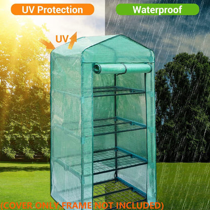 Greenhouse Replacement Cover with Roll-Up Zipper Door PE Plant Gardening Greenhouse Cover for Gardening Plant Frost Protection Wind Rain Proof Greenhouse Cover (Fit for 27×19×63 Inches (Green))