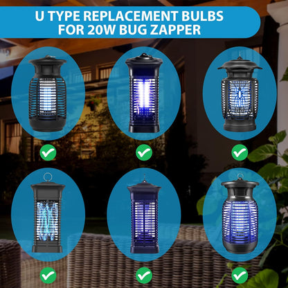 2 Pieces Bug Zapper Light Bulb 2U Type E27 20W Replacement Bulbs Compatible with Homesuit, Keuomy, Yluces, Yissvic, Powify and Other Models Bug Zapper