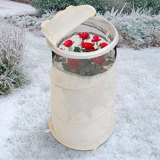 3 Pcs Pop Up Rose Cones for Winter Protection, 20" x 13" x 9" Winter Rose Collars Protective Cover, Freeze Protection Roses Bush Cover for Protecting Against Frost Wind and Animals Eating