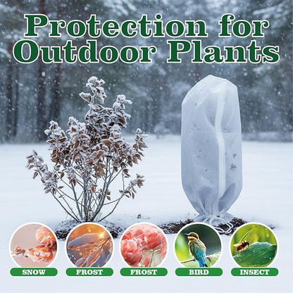 2 Packs Plant Covers Freeze Protection Frost Cloths for Outdoor Plants with Zipper Drawstring Jacket Cover Bags for Shrub Bush Tree Potted Cold Weather Garden Warm Insulation (white, 47"W x 71"H)