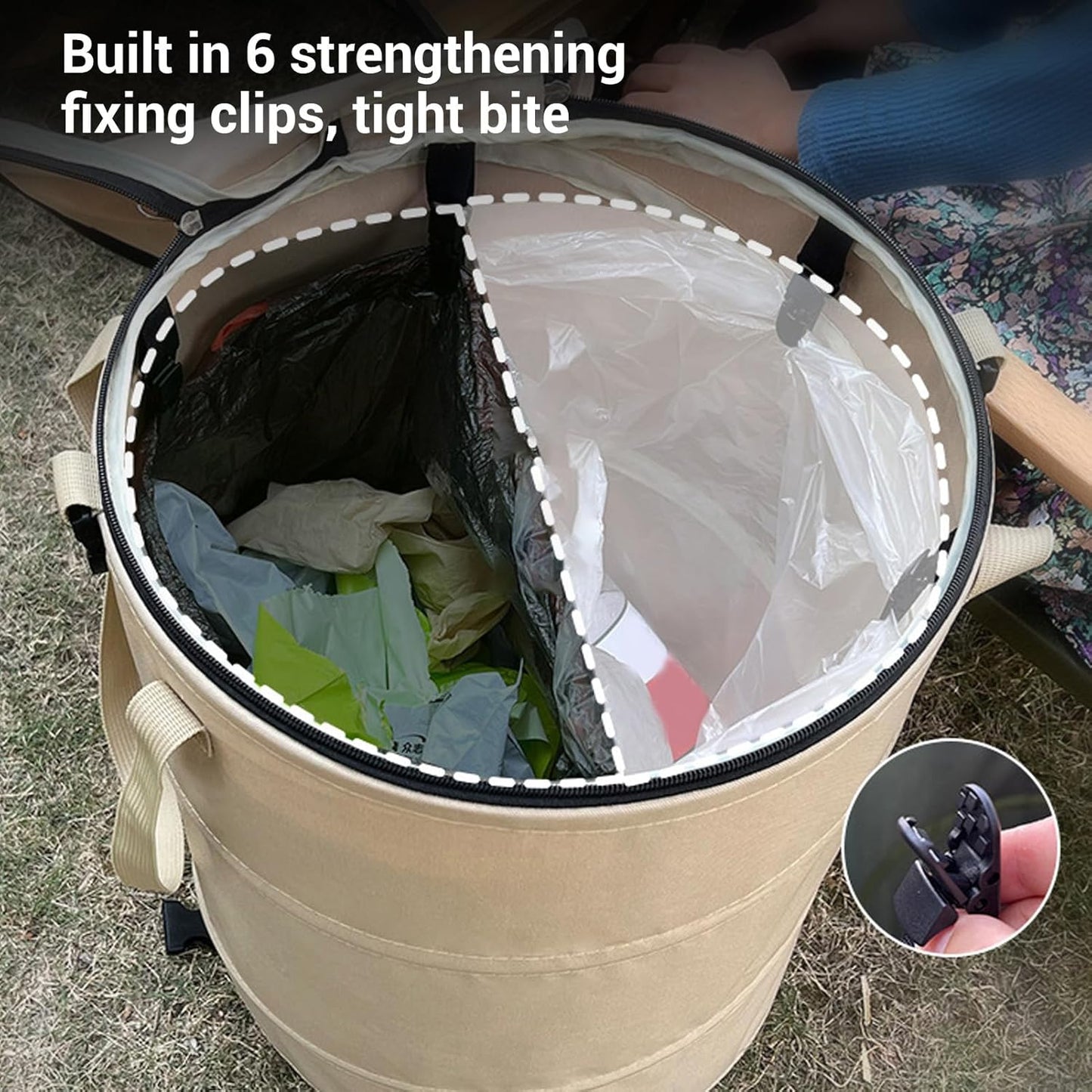 Zunate Collapsible Lawn and Leaf Bag, 24 Gallon Collapsible Trash Can, Reusable Outdoor Yard Waste Leaf Bag Garden Garbage Bin, Garden Garbage Bag with Lid, Lawn and Leaf Bags for