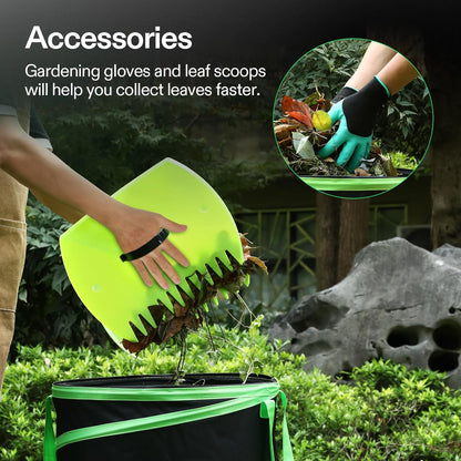 VIVOSUN 30-Gallon Collapsible Trash Can, Reusable Pop-Up Garden Bag with Hard-Shell Bottom, Leaf Scoops and Gloves, Yard Waste Container for Lawn Care and Camping, 2-Pack