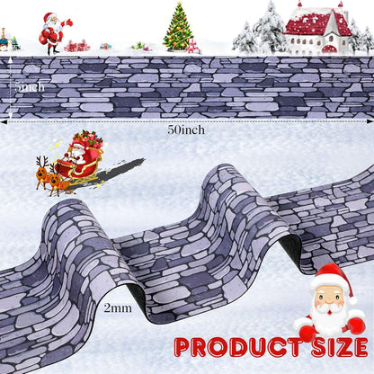 Marspark Christmas Village Accessories 5 x 50 Inch Christmas Miniature Road Village Street Mat Xmas Snow Street Decorations for Little Landscape(Gray Gravel Road Style)