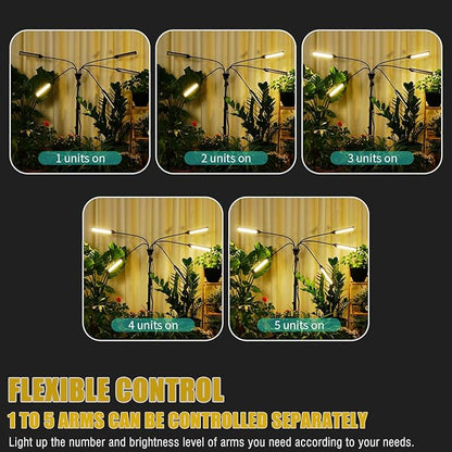LED Grow Lights for Indoor Plants 5 Heads 450 LEDs Full Spectrum, Plant Lights for Indoor Growing with Stand, Plant Grow Lights with Auto 3/6/9/12/15/18H Timer for Indoor Tall Plants.