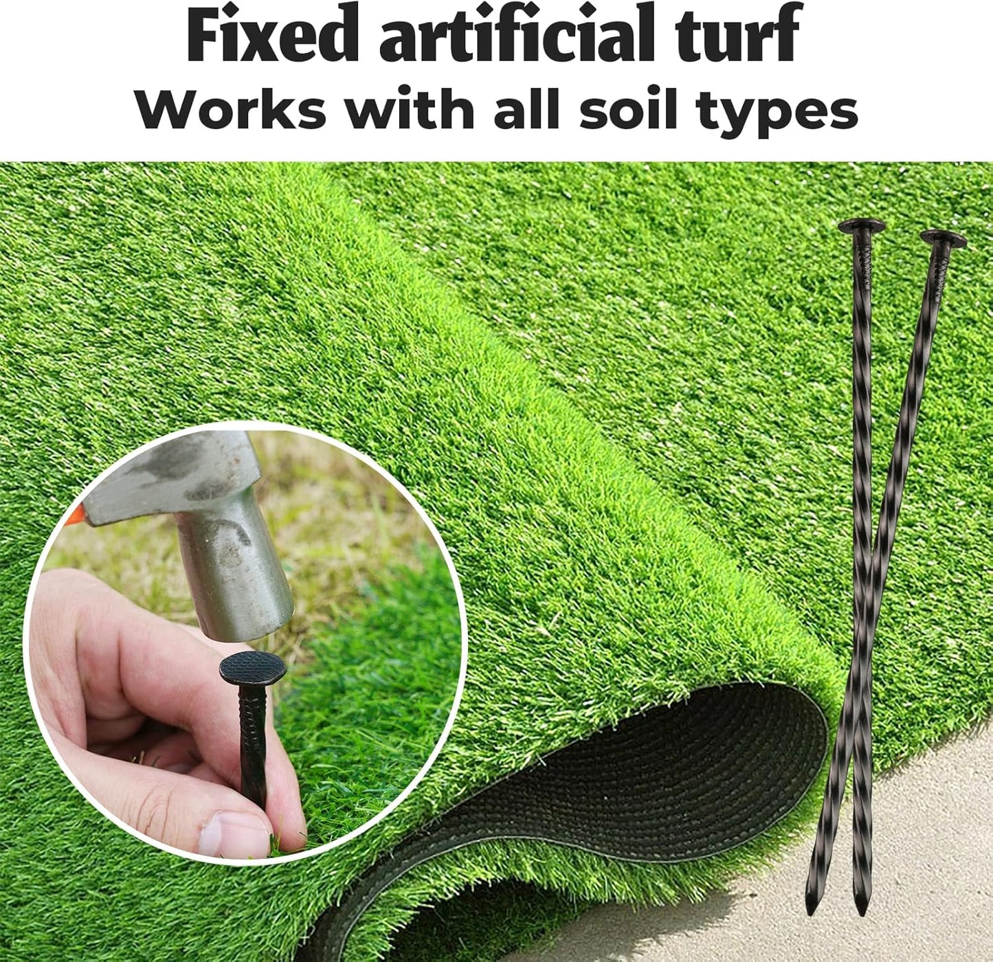 9-Inch Black Spiral Metal Landscapes Spikes, 100 Pcs Heavy Duty Garden Stakes for Paver Edging, Weed Barriers, Camping Tent, Artificial Turf, Etc