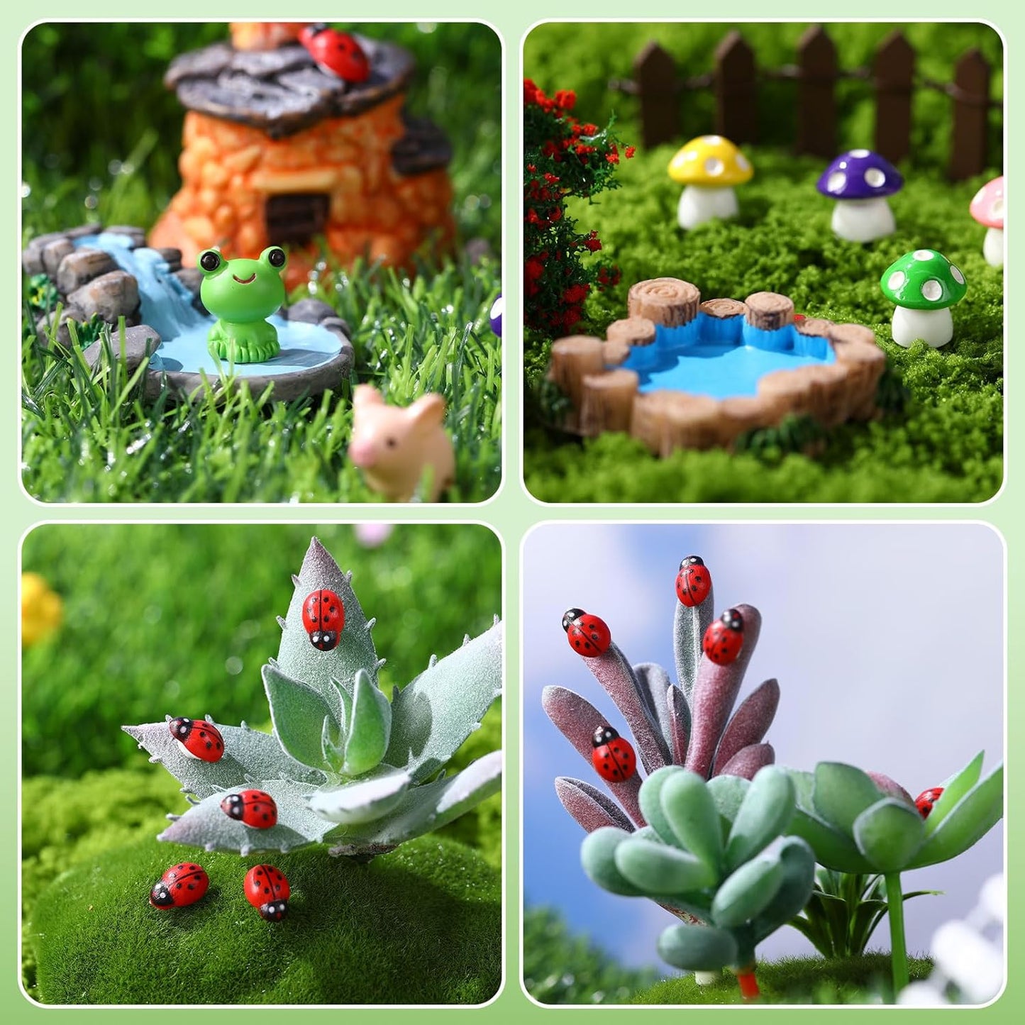116 Pcs Fairy House Accessories Kit Miniature Garden Accessories Terrarium Decoration Mini Diorama Figurines Miniature Landscape Trees Simulated Succulents for DIY Garden Doll House Craft