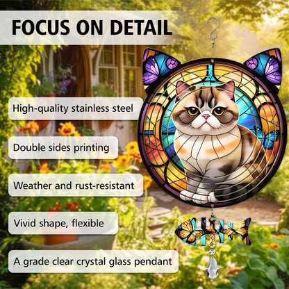 Exotic Shorthair Cat Wind Spinner, Exotic Shorthair Cat Wind Spinner Hanging for Yard and Garden