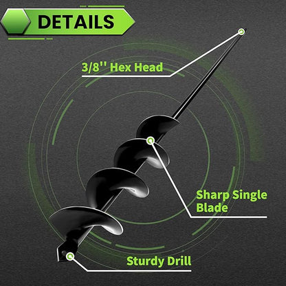 SYITCUN Auger Drill Bit for Planting 2"x24", Post Hole Auger for Planting Bulbs, Easy Post Hole Digger with Drill for 3/8”Hex Drive Drill