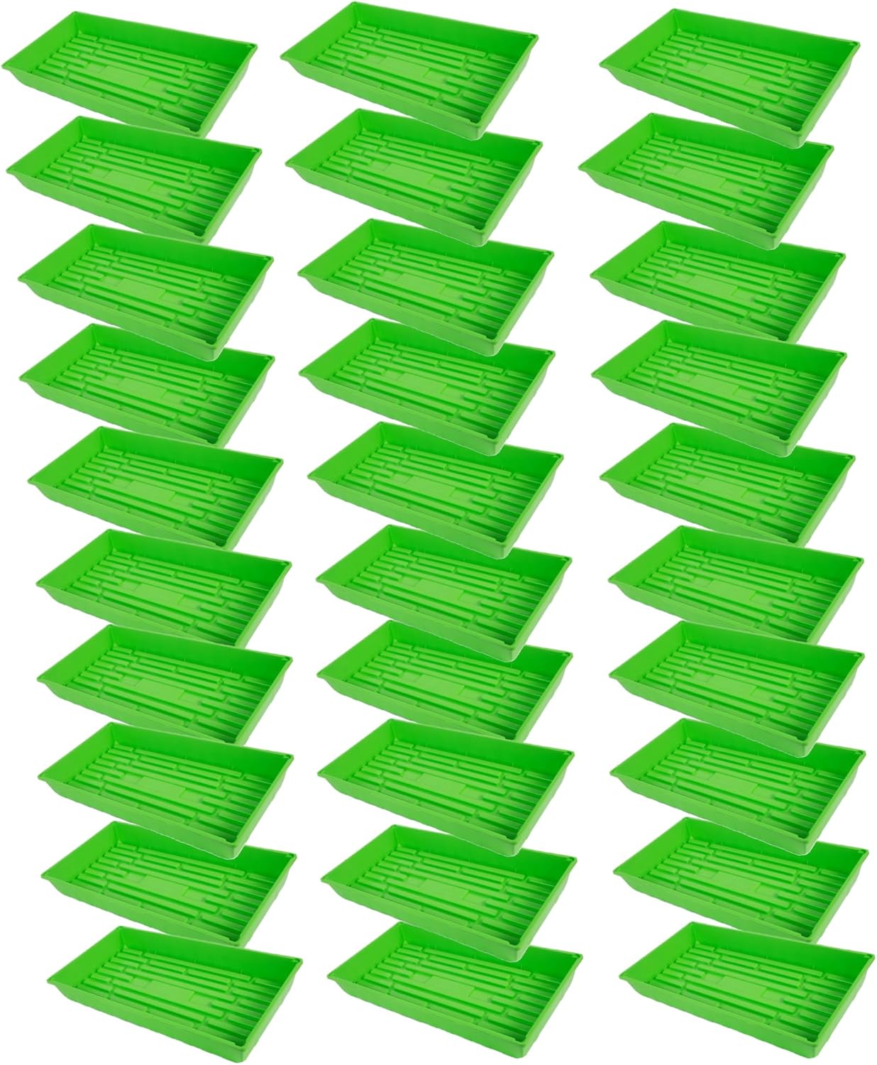 SUNPACK 10" x 20" Mega Plastic Seed Starting Tray, Green, 2.5" (Pack of 30) - No Drainage Holes, Ideal for Greenhouses or Indoor Gardening - Made of Thick, Strong Plastic
