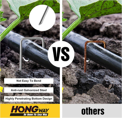 HongWay 28 Pack 6 Inch Landscape Staples, Garden Staples U Shape Tent Stakes Heavy Duty Galvanized 11 Gauge SOD Pins Yard Stakes for Ground Decorations, Landscaping Fabric, Turf, Lawn