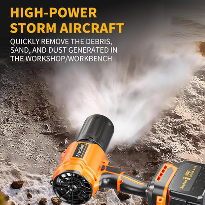 Storm Turbine，Leaf Blower Cordless with 6.0Ah 21V*2 Batteries，Handheld Electric Storm Turbine，Wind Force 13，41m/s，Suitable for Lawn Care, Patio, Leaf Blowing