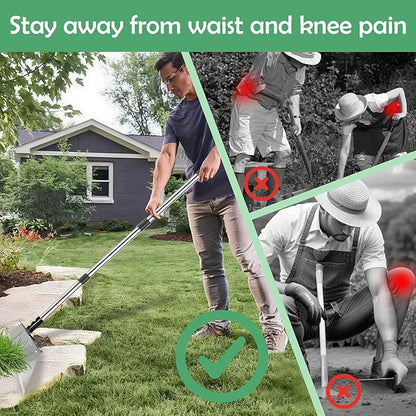 Manual Weed pullerTool, Flat Shovel,Stainless Steel Thatch Rake with Adjustable Handle for Leaf & Moss & Edging & Ice & Snow Removal in Lawn,Driveways, Patios, Garden Cracks (1-3 Tools)
