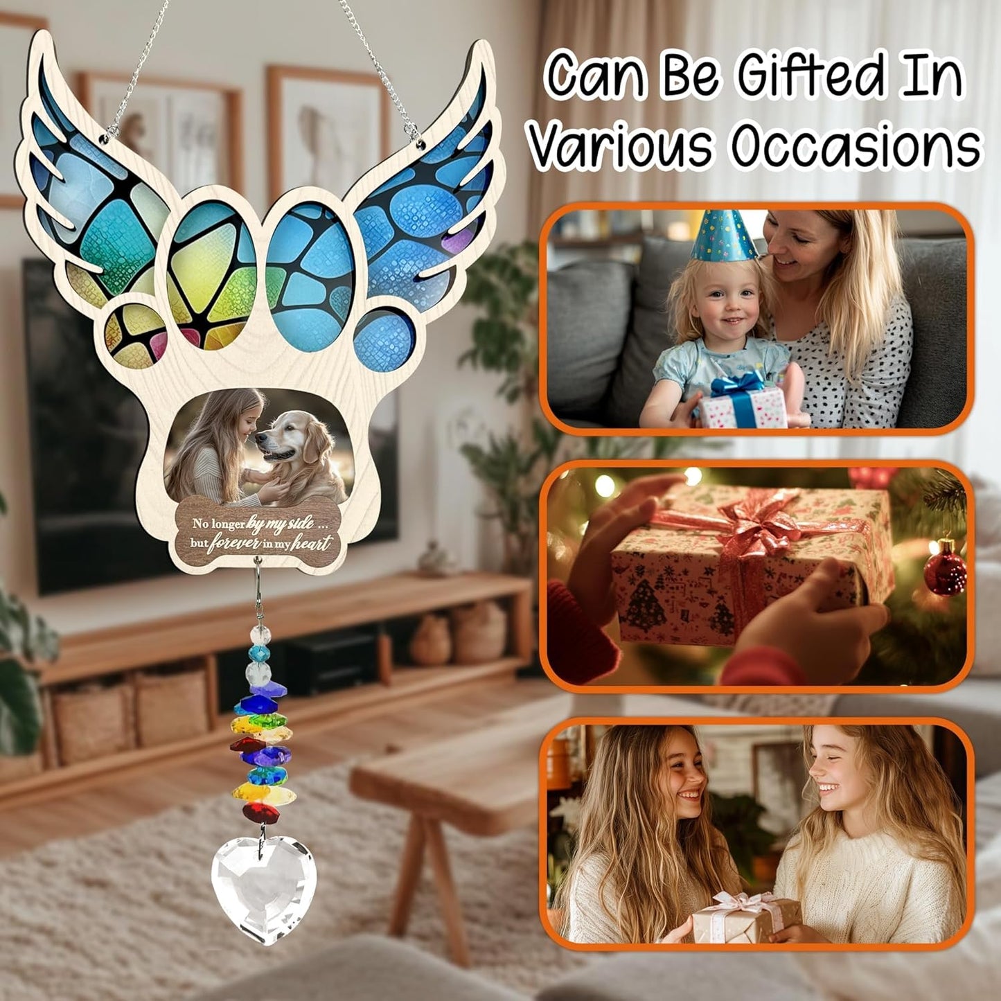 Personalized Dog Memorial Suncatcher with Photo, Window Hanging Sympathy Gift for Loss of Pet, Remembrance Gifts for Dog Lovers, Pet Bereavement Keepsake
