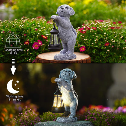 Goodeco Dog Statue with Solar Lantern - Perfect Dog Garden Statues Outdoor Decor & Ornament for Mom, Housewarming Gifts and as Yard Decorations