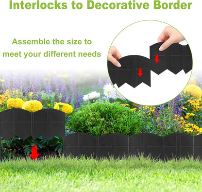 Vashly 40Ft Landscape Edging No Dig, 5.9In Garden Edging Border with 40Pcs Stakes, 40Pcs Plastic Flower Bed Border Flexible for Landscaping, Lawn Patio, Pathway, Black