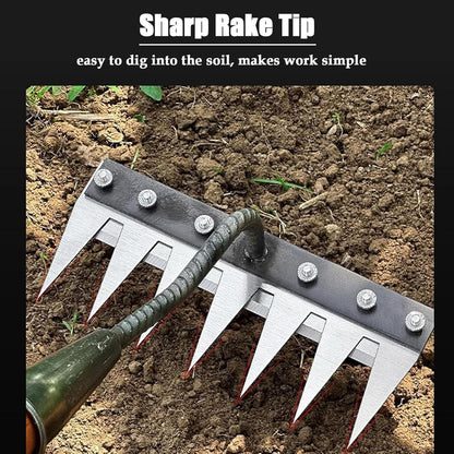 Iron Rake 2.0, Upgraded Iron Weeding Rakes 2.0, Iron Rake for Gardening and Weeding, Multifunctional Heavy-Duty Iron Rakes Gardening Hand Weeder Tools, Durable ＆ Lightweight (8 Teeth)