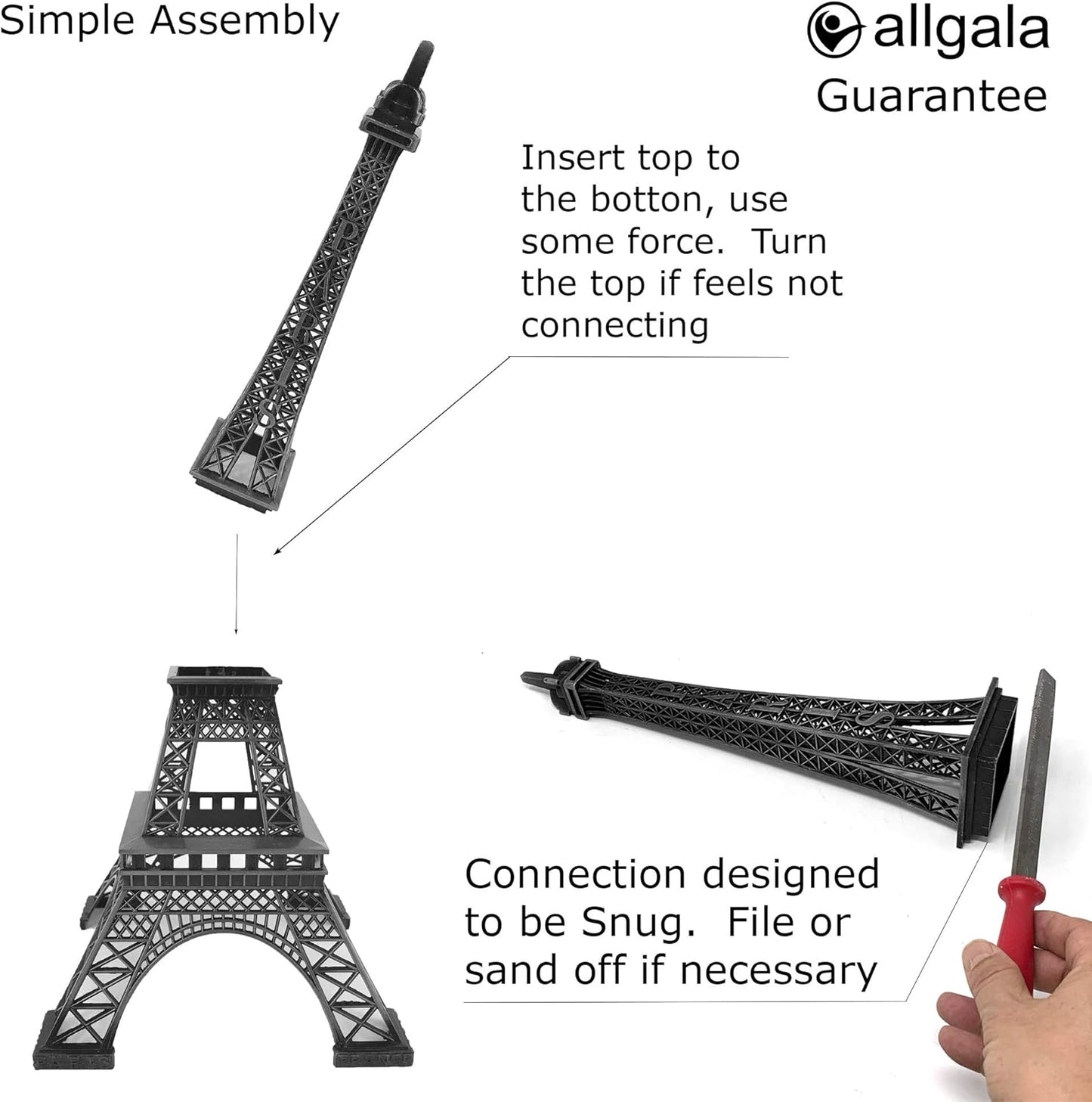 allgala 19 Inch 48CM Eiffel Tower Statue Decor Alloy Metal-Rose Gold (EF19-86196)