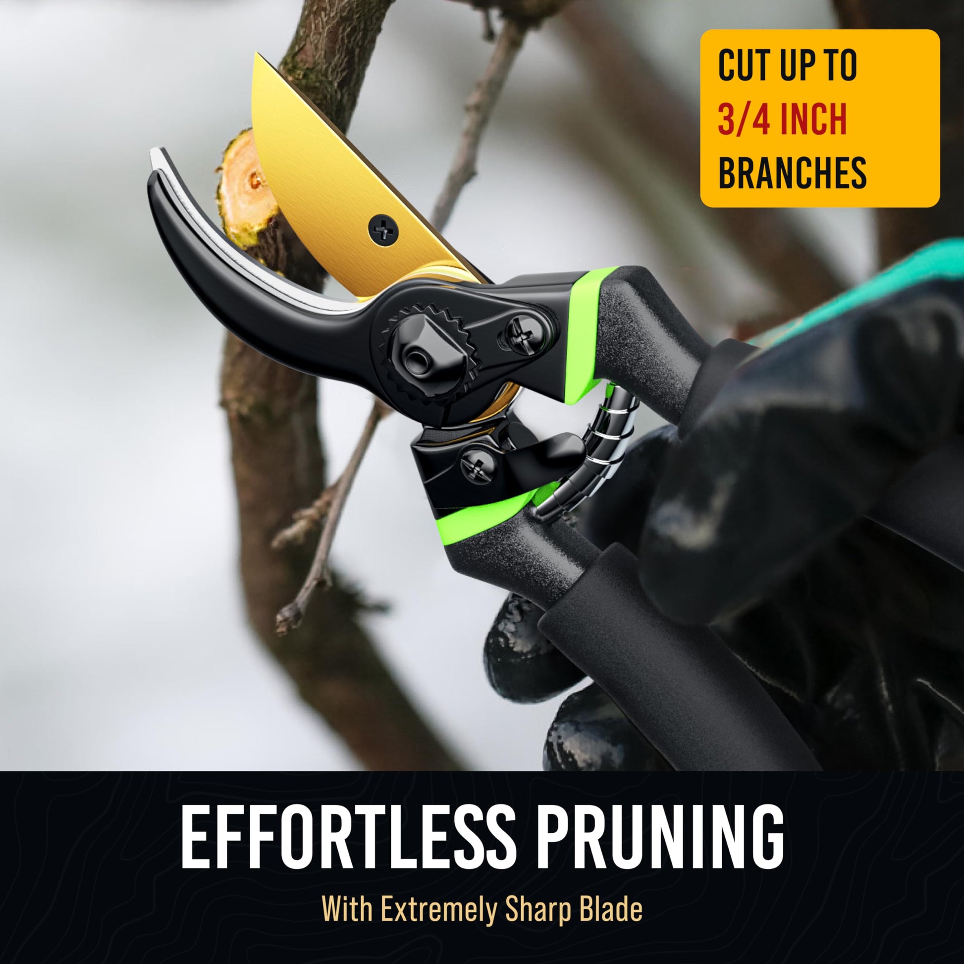 Ultra Sharp Japanese Steel Pruning Shears - Cuts 3X Easier, Weak Hand Arthritis Clippers