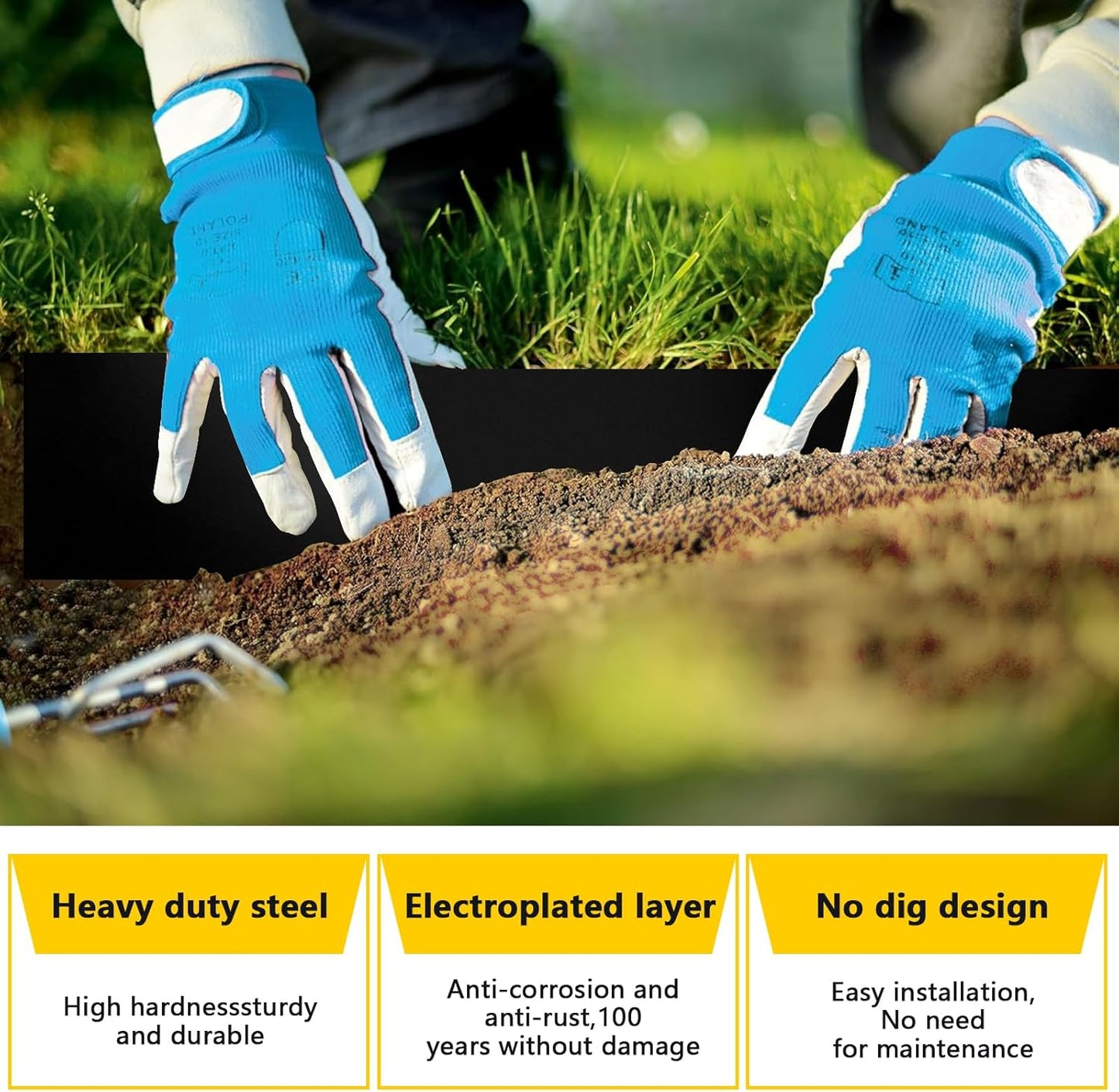 5Pack Galvanized Steel Landsacpe Edging,40“/L x 6.5"/H No Dig Edging for Landscaping,Garden Edging Lawn Border for Yard Pathway Divider(33FT Total Length)