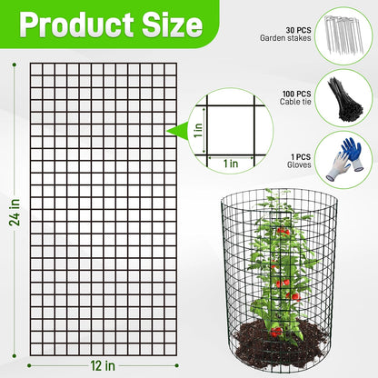 8 Pack Plant Protectors from Animals, 24"x 12" Wire Plant Protector, Wire Cages for Plants with Stakes and Cable Ties, Metal Plant Cages for Plants, Vegetables, Flowers