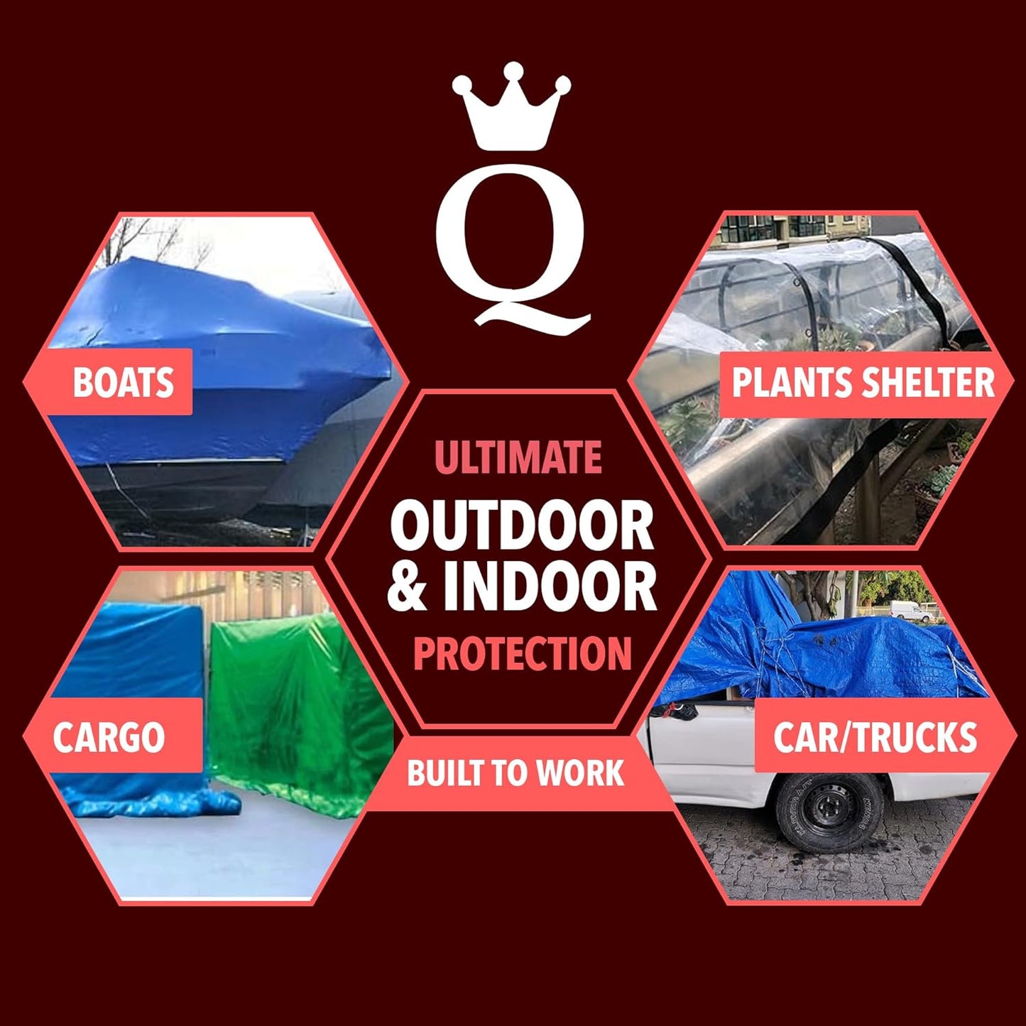 QUEEN OF TARPS | 20x25 Super Heavy Duty Tarp Waterproof, 200 GSM is 20 MIL, UV/Tear Resistant Tarp, Camping, Outdoor Furniture, Car, Tents, Painting, Firewood Protection | 20x25, Super Duty