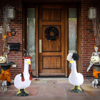 DECOHS 3 Pcs Halloween Porch Goose Wigs, Funny Lawn Statue Goosey Braid Wigs with Hair Clip, Garden Goose Outfits Costume Witch Clown Wigs Accessories for Halloween Decor Outdoor Patio Yard Statue