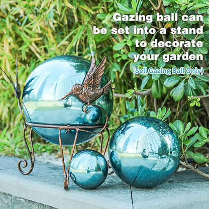VCUTEKA Gazing Ball, Polished Glass Mirror Hollow Sphere for Garden, Lawn, Yard, Outdoor Decoration, Reflective Garden Globe, 3 Psc