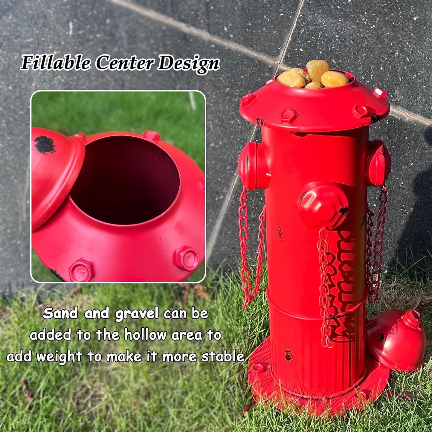 Fire Hydrant for Dogs to Pee on, Metal Puppy Pee Post for Dogs, Red Fake Fire Hydrant with Stakes, Pee Post for Dog Outdoor Indoor Training Tool Garden Yard Lawn Ornament Statue, 16.3" H