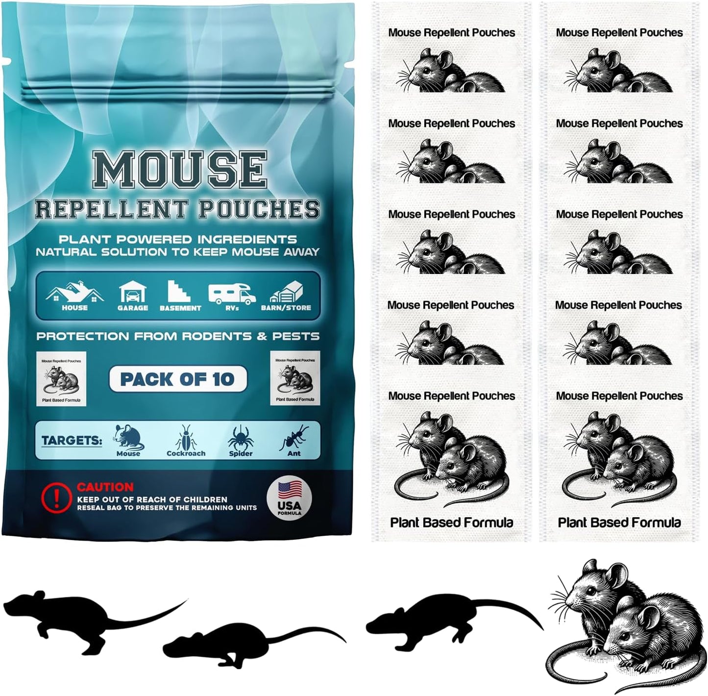 Extra Strong 10Pack Natural Mouse Repellent Pouches Botanical Mice Repellent Pouches Rodent-Repelling Pouches for Indoor and Outdoor Pest Control Pouches for Home Attic Office Shed Barn Storage/RV