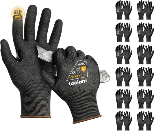 toolant ANSI A4 Cut Resistant Work Gloves without Steel and Fiberglass, Ultra Light & Thin, for Fishing, WoodCarving