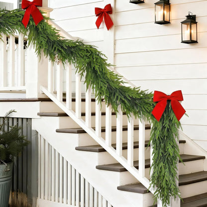 9FTClassicNorfolkGarland, Real Touch Norfolk Garland - Artificial Christmas Garlands Green Norfolk Pine Needles Garland for Fireplace Table Stairs Mantlegarlands Window Indoor/Outdoor Home Decor