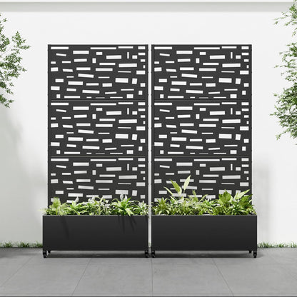 Casaphoria 72"x35" Metal Raised Garden Bed with Trellis(2 Pack), Outdoor Planter Box with Wheels & Drainage Holes for Climbing Plants, Flowers, Elevated Garden Kit with Privacy Screen, Black-Gerald